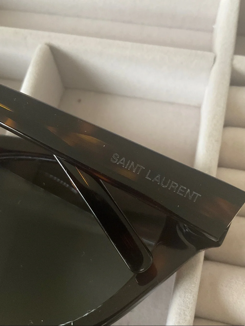 Saint Laurent Tortoiseshell Cat-Eye Sunglasses with Brown Lenses
